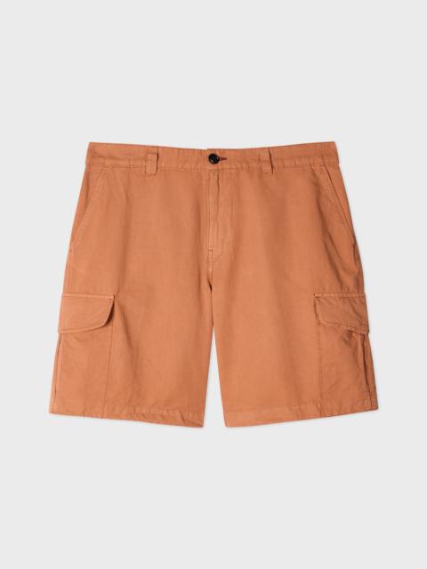 Paul Smith Orange Cotton-Linen Cargo Shorts