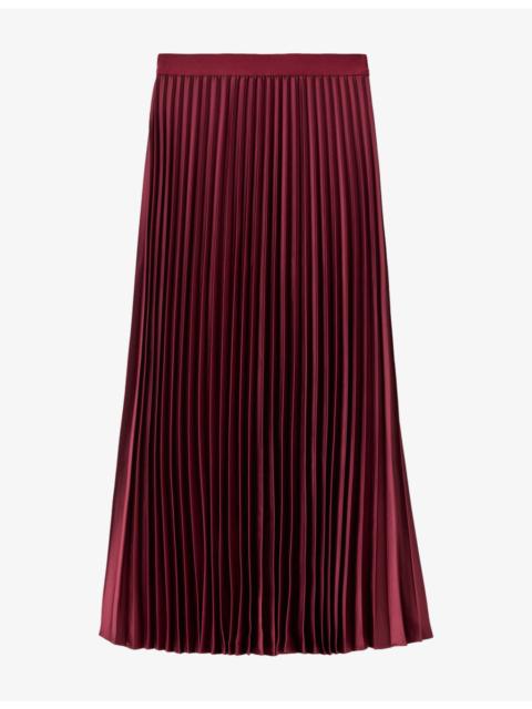 WHISTLES Pleated Satin Midi Skirt
