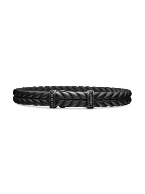 DAVID YURMAN Men's Chevron Black Rubber Bracelet with Black Titanium and Pavé Black Diamonds - Black Diamond