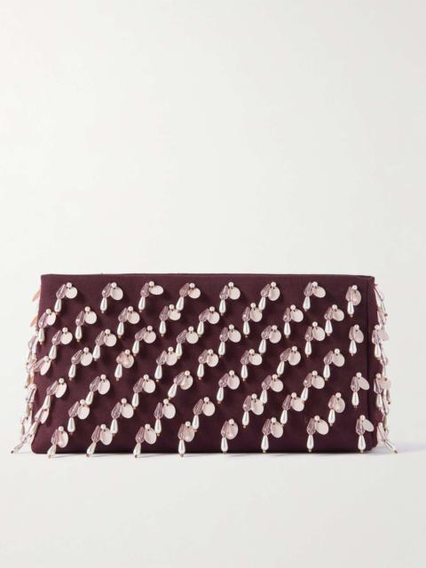 Embellished cotton-gabardine clutch