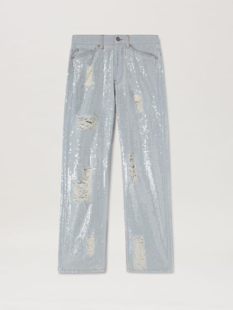 Palm Angels Sequins Destroyed Loose Denim