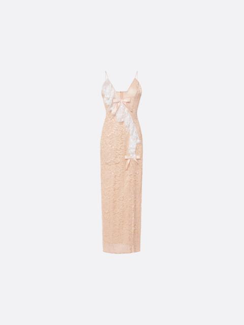 Alessandra Rich LACE SLIP DRESS WITH SEQUIN-EMBROIDERED RUFFLE