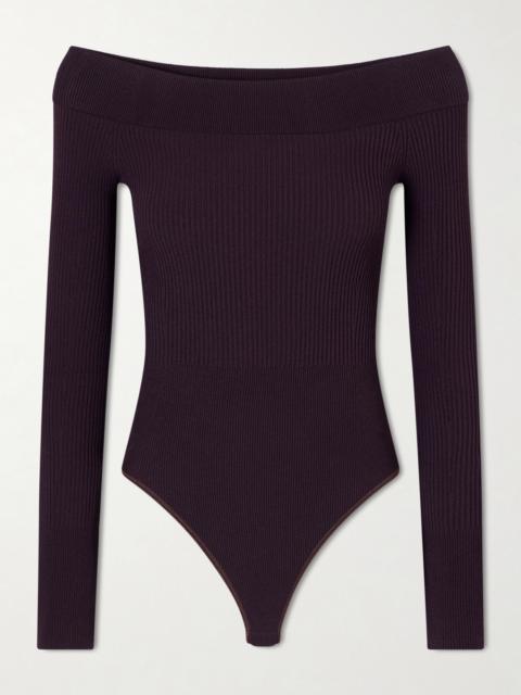 Alaïa Off-the-shoulder Ribbed-knit Bodysuit