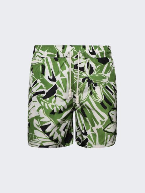 Palm Angels Macro Hibiscus Swim Shorts Green