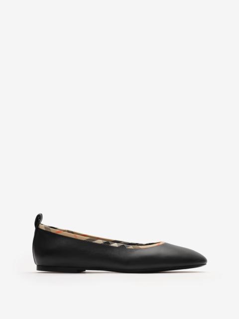 Burberry Check Trim Leather Robin Ballerinas