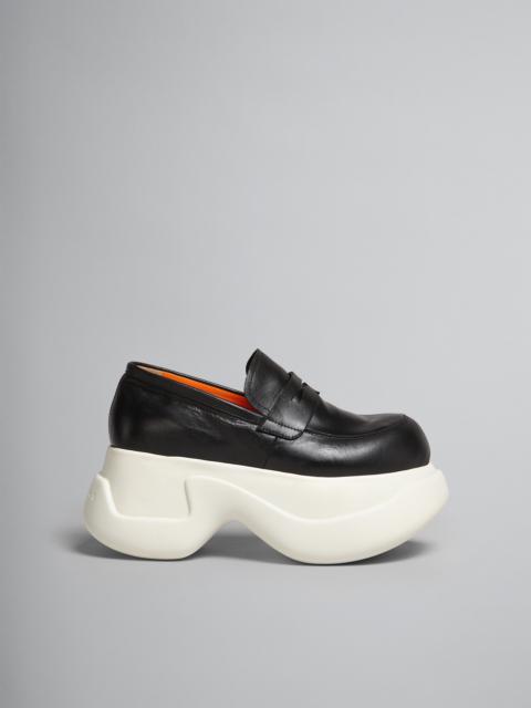 Marni BLACK LEATHER ARAS 23 CHUNKY MOCASSIN