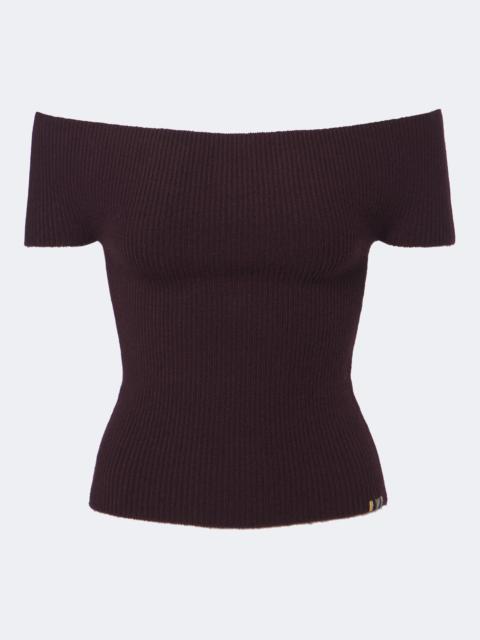 extreme cashmere N°381 Libra cashmere-blend off-shoulder top