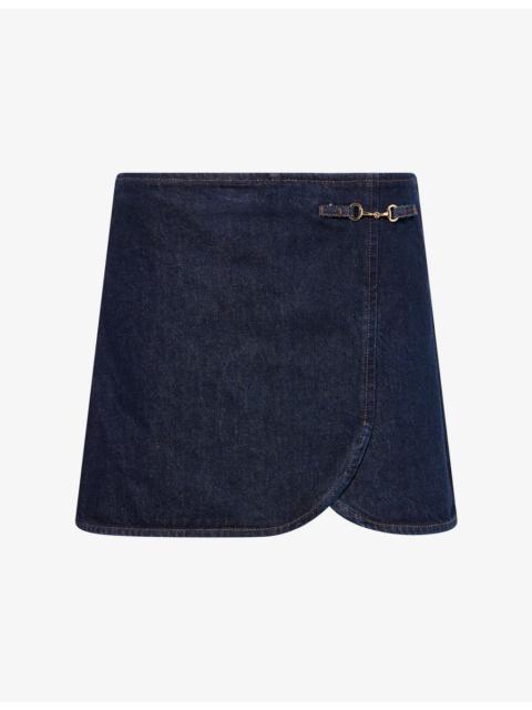 PAIGE Montanna Wrap Denim Skirt
