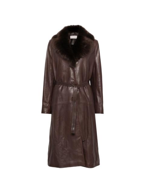 NOUR HAMMOUR Niven fur-collar leather coat