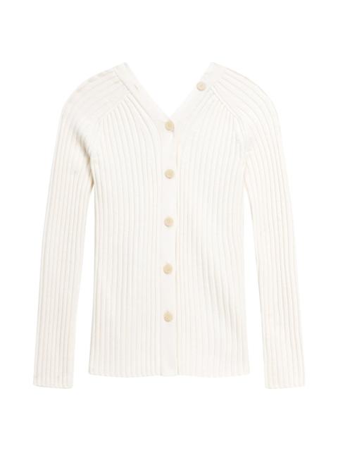Theory Women's Long Open Back Ribbed Cardigan - White