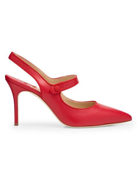 Manolo Blahnik Women's Camparisli 90MM Leather Mary Jane Pumps - Red