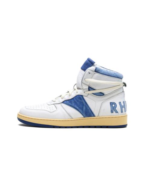 Rhude Leather Rhecess High Top Sneakers "White and Royal Blue"