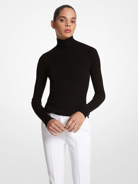 MICHAEL KORS COLLECTION Ribbed Stretch Viscose Turtleneck Sweater