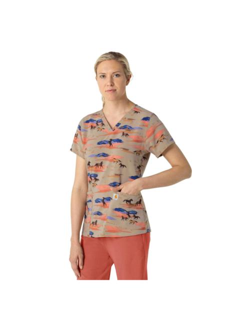 Carhartt Women's Cross-Flex V-Neck Print Scrub Top