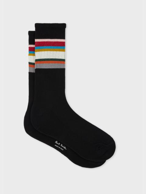 Paul Smith Black Cotton-Blend 'Signature Stripe' Socks