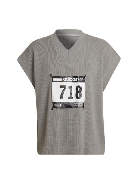 adidas adidas originals Blue Version Detachable Solid Color Athleisure Casual Sports V neck Vest Gray HC382