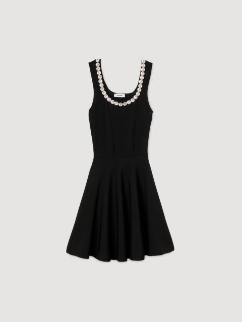 Sandro MINI DRESS WITH RHINESTONE NECK