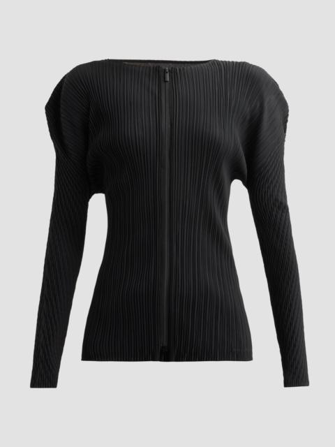 ISSEY MIYAKE Women's Box Shoulder Pleats Cardigan - Black