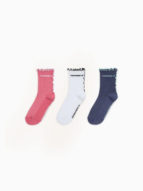 Converse 3-Pack Ribbed Ruffled Cuff Socks