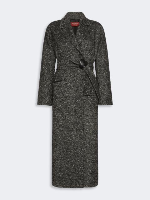 Max Mara EROSO Wool tweed robe coat - WHITE BLACK