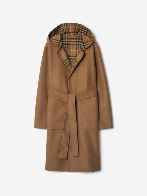 Burberry Reversible Check Wool Wrap Coat