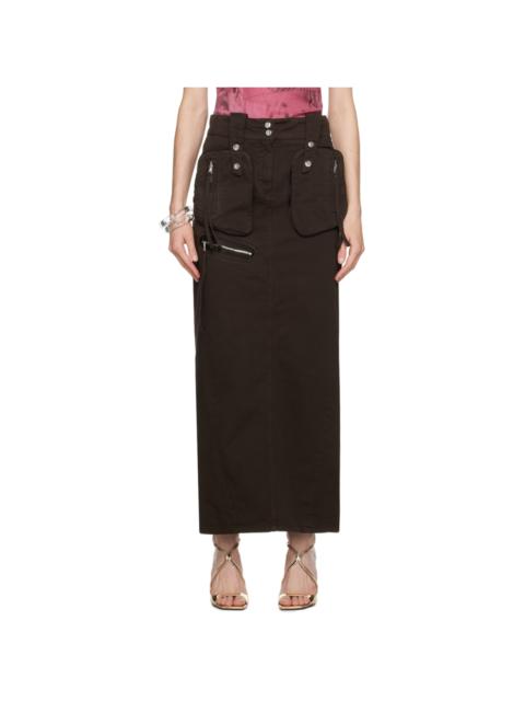 Blumarine Brown Pockets Maxi Skirt