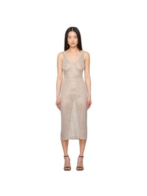 Beige Cristalla Midi Dress