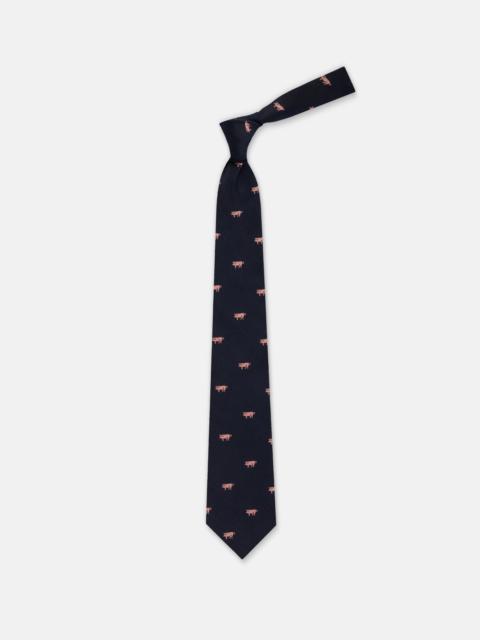 J. PRESS MADE-IN-ENGLAND NAVY WITH PINK PIGS CLUB TIE