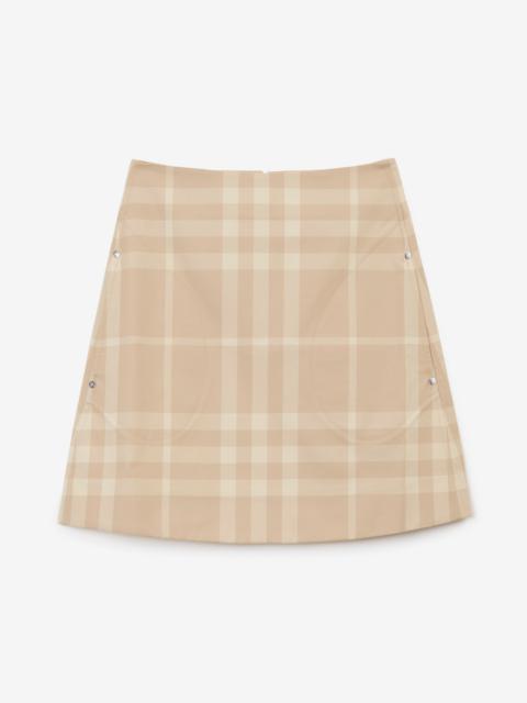 Check Cotton Gabardine Mini Skirt
