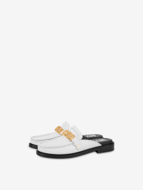 Moschino OPEN-TOE JEWEL LOGO LOAFERS