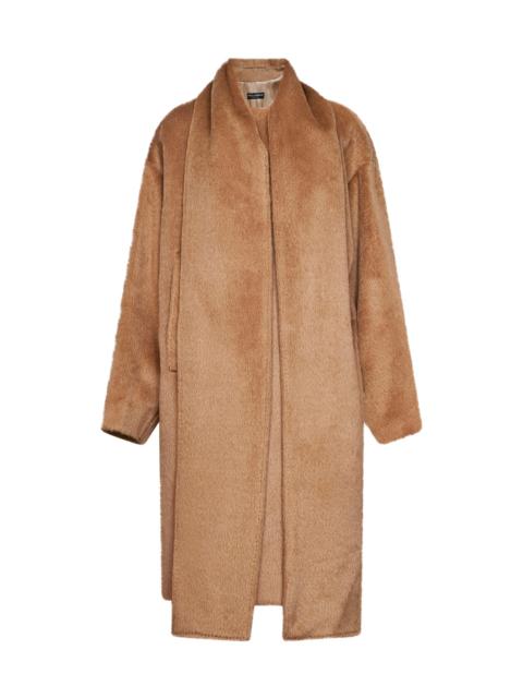 Dolce & Gabbana Dark beige alpaca and virgin wool scarf coat