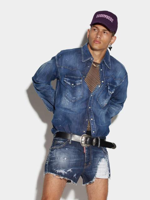 DSQUARED2 GOTH SURFER DARK RIPPED WASH SEXY 70'S SHORTS