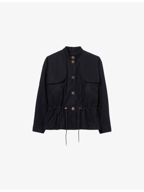 Claudie Pierlot High-Neck Waxed Gabardine Jacket