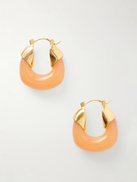 LIZZIE FORTUNATO Tangerine Gold-tone Resin Hoop Earrings