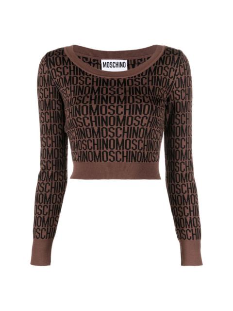 Moschino crystal-embellished logo sweatshirt - Brown