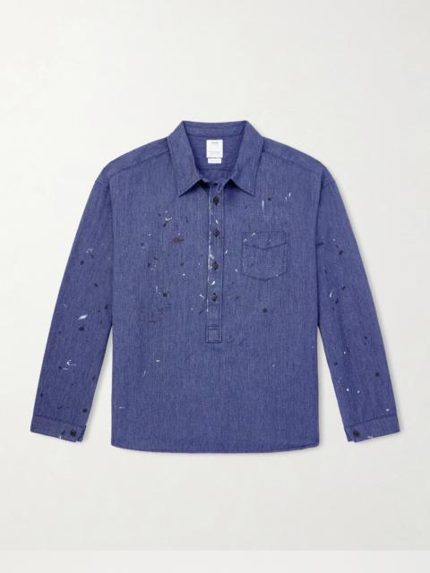 visvim Paint-Splattered Cotton and Silk-Blend Chambray Shirt