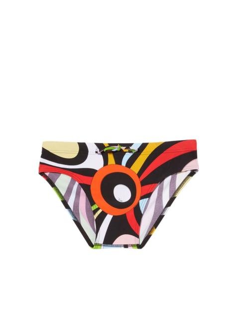 abstract-print swimming shorts