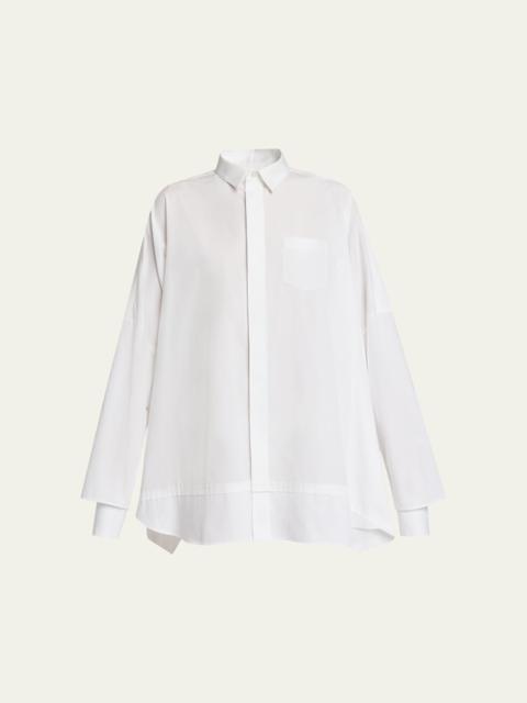 sacai Striped Poplin Oversized Button-Down Shirt