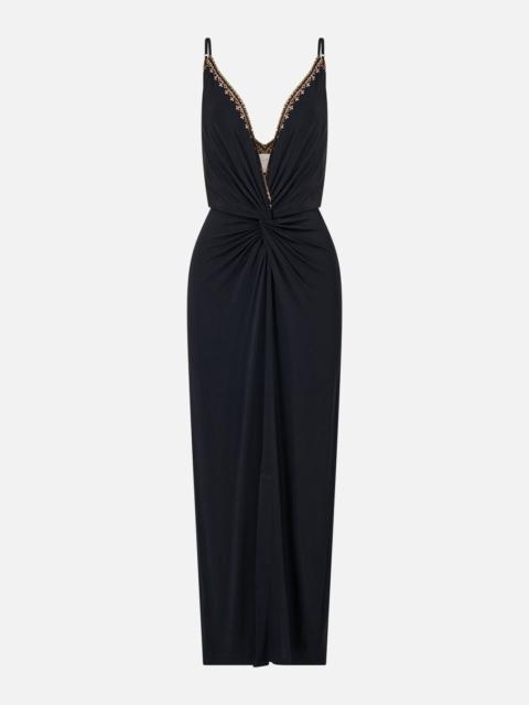 CAMILLA STRAPPY DRESS WITH TWIST FRONT LEOPARD LIBERTINE