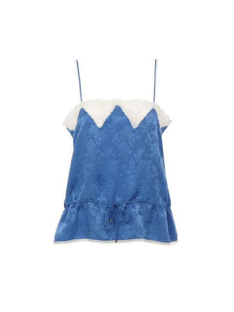 Chloé DRAWSTRING CAMISOLE TOP IN SILK JACQUARD & LACE