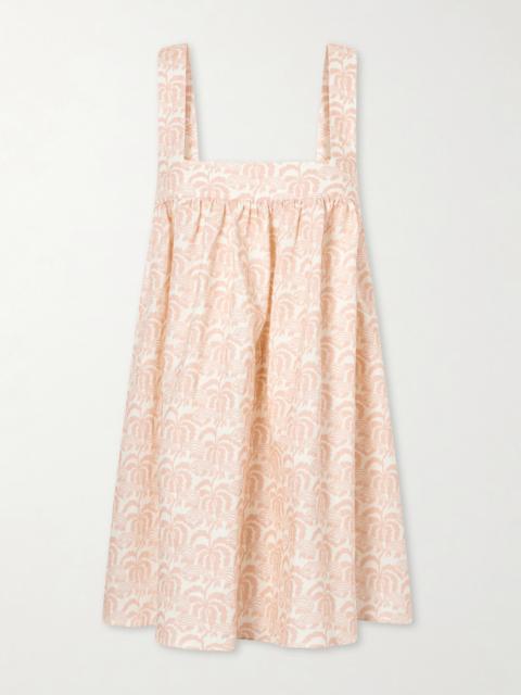 MATTEAU Babydoll Printed Linen And Cotton-blend Mini Dress