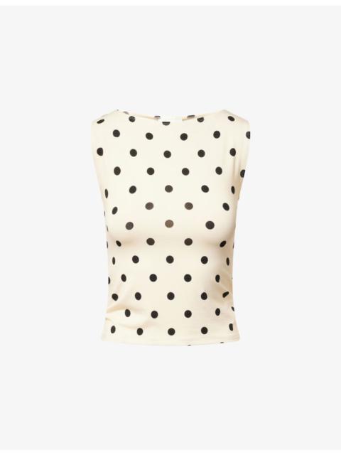 Reformation Dusk Polka-Dot Jersey Top