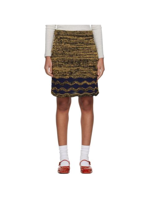 WALES BONNER Yellow & Navy Shade Knit Miniskirt