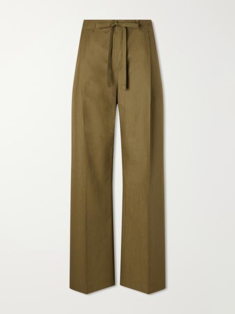 Another Tomorrow Pleated Cotton-poplin Straight-leg Pants