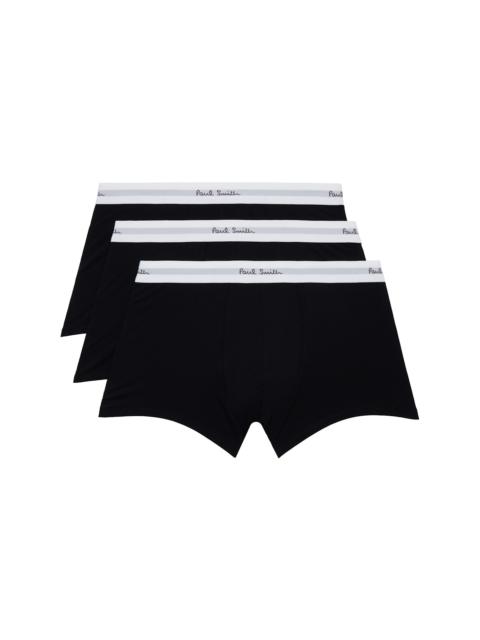 Paul Smith Three-Pack Black Organic-Cotton Mixed Stripe Boxer Briefs