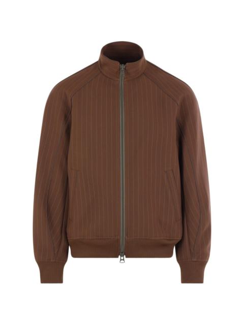 sacai pinstripe zip bomber jacket