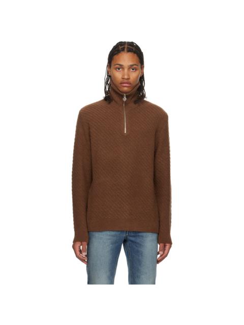 SOLID HOMME Brown Half-Zip Sweater