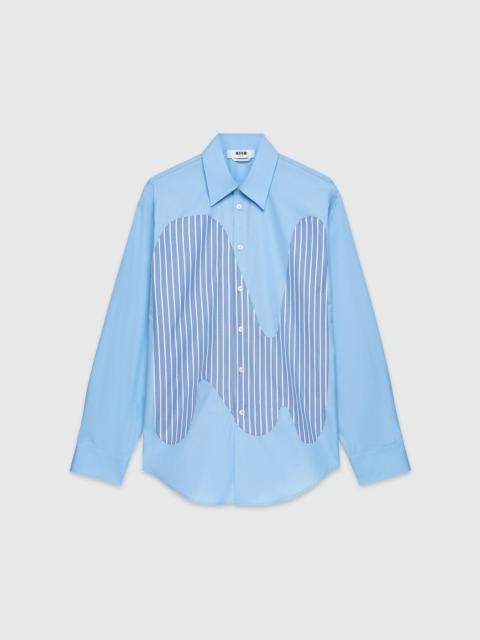MSGM Cotton shirt with inlaid "TheMwave" monogram