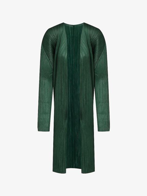 Pleats Please Issey Miyake Basic relaxed-fit pleated woven cardigan