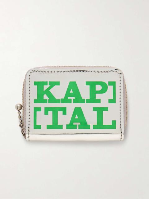 Kapital Thumbs-Up Mini Logo-Print Metallic Leather Zip-Around Wallet